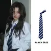 Gravata Listrada Azul Estilo Xu Ruohan, Moda College Estilo Coreano, Lenço Amarrado à Mão, Casual e Versátil