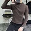 Camiseta Básica de Cuello Alto Derong para Hombre en Otoño e Invierno, Camiseta Térmica de Manga Larga para Hombre de Terciopelo por Ambos Lados