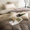 Juego de Cama de Terciopelo de Leche Otoño e Invierno Juego de Cuatro Piezas Funda de Edredón Gruesa de Terciopelo Coral de Doble Cara Sábana de Franela Individual Juego de Tres Piezas