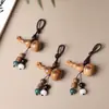 Llavero colgante de calabaza de madera de azufaifo natural, portador de fortuna y auspicioso, estilo chino popular, adorno de paz y prosperidad, venta al por mayor de regalos