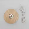 Carregamento Sem Fio Madeira Maciça Redondo 15cm Base Bateria de Lítio Interruptor de Toque Bola de Cristal Artesanato de Vidro Ornamento Luminoso