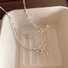 Collar de Mariposa de Diamante Rosa Amor Plata Rota Lujo Ligero Diseño con Sentido de Alta Gama Dulce Combinación Total Cadena Clavícula