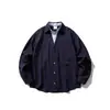 Camisa de Trabajo Retro de Estilo Japonés de Moda Falsa de Dos Piezas de Manga Larga para Hombre, Otoño Holgada Simple Versátil para Exteriores