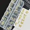 Caixa Longa em Forma de Laço de Liga Dourada e Prateada Tachas para Nail Art Miçangas Meio Redondas Borboleta Decorações Metálicas para Unhas Item Quente Transfronteiriço