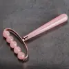 Set de Masajeador Rodillo de Cristal Rosa de Resina Cruzada con Jade para Ojos y Rostro, Masajeador de Vidrio Gua Sha de Belleza en Forma de Corazón