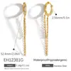 Pendientes de Acero de Titanio Transfronterizos Yuhui, Pendientes de Aro Incrustados con Diamantes Estilo Ins, Pendientes con Borlas de Cadena Fina, Pendientes de Acero Inoxidable Chapados en Oro Real