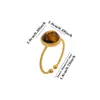 Anel de pedra olho de tigre mais vendido internacionalmente, anel aberto irregular martelado com franja vintage e sol, luxo leve e elegante, disponível para dropshipping