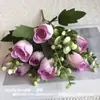 Flor de simulação 10 cabeças rosa feliz pequenos buquês de tecido revestido flores para comércio exterior transfronteiriço material de flor segurando flor casa flor artificial