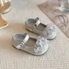 Sapatos para Performance, Sapatos Pequenos de Couro, Estilo Princesa, Sapatos de Princesa para Meninas, Estilosos, Sola Macia, Versátil, Primavera e Outono, Meninas, Crianças, Bege