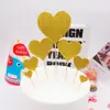 Cartão de inserção de terno de amor linda decoração de bolo de aniversário em formato de coração plug-in glitter casal proposta coração de pêssego vermelho plug-in