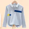 Camisetas de Manga Larga para Niños de Primaria, Ropa de Algodón Puro para Primavera y Otoño, Polos Medianos y Grandes para Niños, Tops de Otoño para Niños