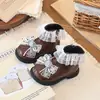 Botines con Adorno de Encaje para Niña Otoño Invierno Nuevos Botas Martin para Niño Suela Suave Estilo Princesa Bebé Zapatos Pequeños de Piel Suela Suave Individual