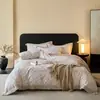 Juego de Cuatro Piezas de Algodón Peinado de Fibra Larga Espeso 100% de Gama Alta para Dormitorio Principal Funda Nórdica de Algodón Puro Ropa de Cama para Dote Mudanza Boda
