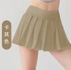 Pantalones cortos deportivos para mujer, de dos piezas, antidesgaste, de cintura alta, plisados, de secado rápido, con bolsillo.