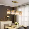 Lámpara de araña para restaurante Postmoderna Luz de lujo Atmosférica Rectangular Simple Creativa Lámpara de cristal para sala de estar Nórdica Lámpara de mesa para mesa de comedor de bar