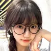 Gafas Retro Marco Pequeño Marco Negro Sin Maquillaje Artefacto Femenino Marco Redondo Estilo Coreano de Principios de los Ochenta Marco de Gafas Espejo Plano Anti-Luz Azul Tr90