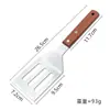 Espátula para Churrasco de Aço Inoxidável com Cabo de Madeira, Ferramenta para Churrasco ao Ar Livre, Espátula para Fritar Bife, Antiescaldante, Cabo Antiderrapante, Espátula Multifuncional para Fritar