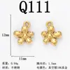Oro Real de 18 Quilates Hecho a Mano DIY Flor Pequeña y Palmera Accesorios para Joyería Collar de Acero Inoxidable Pendientes Colgante Simple de Moda Materiales