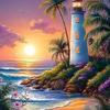 Fabricante de Pintura de Diamante DIY 5D Pintura de Desenho Animado Cenário Marítimo Diamante Redondo Pintura de Diamante Tamanho Grande Pintura Pendurada para Banheiro Simples