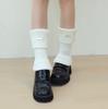 Meias Jk Off-White para Mulheres, Polainas Quentes Espessas Cor Café Outono e Inverno, Meias Slouch de Cano Médio Acrílicas, Meias de Bezerro Cinza Fumaça