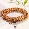Joias Estilo Chinês: Pulseira de Contas Budistas de Oração Multi-Círculos de Madeira de Agar e Nanmu de Seda Dourada com Textura Clara, Contas de Oração Colecionáveis, Pulseira de Sementes de Bodhi