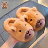 Zapatos de Algodón de Invierno Kapibala para Niños con Cubre-Talón para Niños, Cálidos y Forrados de Felpa, Antideslizantes, Uso en Casa, Coordinación Padre-Hijo, Zapatos de Algodón para Bebé con Cubre-Talón