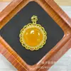 Pingente de Calcedônia Amarela Gota de Óleo de Frango Esmalte Cloisonné Artesanato Vintage Corrente de Suéter de Calcedônia Amarela para Mulheres Escavação Oca Galvanoplastia