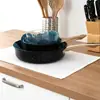 Conjunto de Porta-Copos e Porta-Pratos de Feltro Floral Vazado Azul para Cozinha de Casa, Porta-Tigelas, Porta-Pratos, Decoração de Festa, Jogos Americanos de Vários Tamanhos