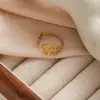 Anillos de Acero de Titanio Europeos y Americanos de Moda con Diseños Geométricos de Plantas, Frutas, Fresas, Espigas de Trigo y Estrellas de Cinco Puntas, Anillos Abiertos Ajustables