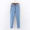 Ropa de mujer europea y americana de moda estilo europeo y americano de cuatro botones cintura alta realce de glúteos alta elasticidad pierna ajustada adelgazante Pantalones vaqueros rectos