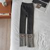 Calça Legging Infantil 2025 Inverno Novo Estilo Forrada com Lã e Espessada Costurada com Letras Quente Macacão Completo para Crianças Pequenas e Médias