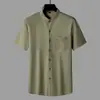 Camisa de Manga Curta de Verão Plus Size para o Pai, Top de Gola Alta Tamanho Grande Masculino, Novo Estilo Chinês, Camisa Fina para Homens Grandes