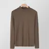 Otoño e Invierno Nuevo Camiseta Interior para Hombre Terciopelo Alemán Cuello Medio Cepillado Interior Manga Larga Cálida Ropa Interior Prendas Exteriores Media Alta
