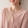 Atacado de Fábrica Renda 100% Caxemira Pura Gola V Amigo da Pele Cardigan de Caxemira Feminino Solto Tamanho Grande Tricô Base