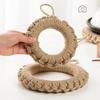 Almohadilla tejida a mano de fábrica de punto de cuerda de cáñamo tejida, anillo para olla, almohadilla para plato, almohadilla para taza, almohadilla para olla con aislamiento térmico, mantel individual de color primario japonés
