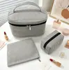 Bolsa de Maquiagem de Gaze Bolha Mais Vendida na Fronteira, Necessaire de Grande Capacidade, Bolsa de Armazenamento de Cosméticos de Viagem Listrada Atacado