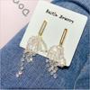 Elegante Rosto Skinny Cristal Envoltório Brincos Simples Pequeno Fresco Longo Uva Corda Nicho Borla Prata Pin Brincos