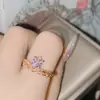 Anel Coroa Amor Saturno Design Niche Brilhante Versa Banhado a Ouro 18K Anel de Zircônia Rosa Doce Cool All-match