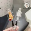 Protector de Cable de Datos con Diseño de Gato Naranja Lindo y Rosas, Previene Daños, Tipo-C/Datos del Teléfono