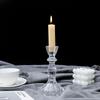 Candelabro de cristal transparente de lujo ligero nórdico romántico para boda, fiesta de cumpleaños, decoración para cena con velas de boda, vela de varilla larga