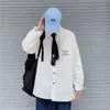 Camisa de trabalho leve com textura antirrugas estilo retrô japonês, manga longa, para homens e mulheres, jaqueta camisa básica de outono e inverno, moderna