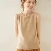Chaleco de punto de cachemira para mujer, prenda exterior de otoño e invierno, chaleco cálido, elegante francés, cuello redondo, capa base, suéter sin mangas, prenda interior