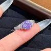Pendente de Colar Octogonal Rosa Milênio Corte Rosa Diamante Paraíba Diamante de Alto Carbono Brincos de Diamante Roxo Anel Torcido de Água-Marinha para Mulheres
