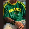 Camiseta Unisex con Estampado 3D de la Selección Nacional de Brasil, Tendencia Retro de Talle Amplio, de Venta Caliente Transfronteriza 2025
