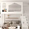 Litera tipo loft de hierro forjado para apartamentos pequeños, con espacio abierto debajo, litera superior individual, cama alta-baja tipo casa del árbol castillo para niños, dúplex segundo piso