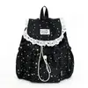 Mochila Pequeña con Tapa Superior de Encaje con Lunares Linda y Femenina Estilo Coreano Gran Capacidad Ligera Mochila para Viajes Diarios para Mujeres