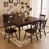Juego de Mesa y Sillas de Comedor Retro de Madera Maciza Estilo Americano, Estilo Vintage para Apartamentos Pequeños, Mesa de Comedor Minimalista Moderna, Mesa de Comedor Rectangular