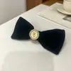 Pinza para el Cabello con Forma de Corazón y Lazo de Terciopelo Negro, Estilo Chanel, Elegante Accesorio Vintage Francés para el Cabello