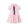 Faldas para Niñas Balabala Vestidos para Niños 2026 Nuevo Vestido de Princesa de Verano Estilo Preppy Dulces Mangas Abullonadas