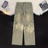 Calças masculinas outono e inverno ins moda americana high street jeans masculinos soltas retas combinam com tudo moda calças masculinas de perna larga